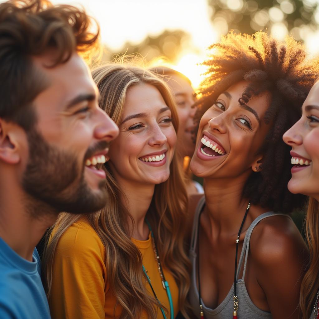 A group of young people laughing and enjoying life together.