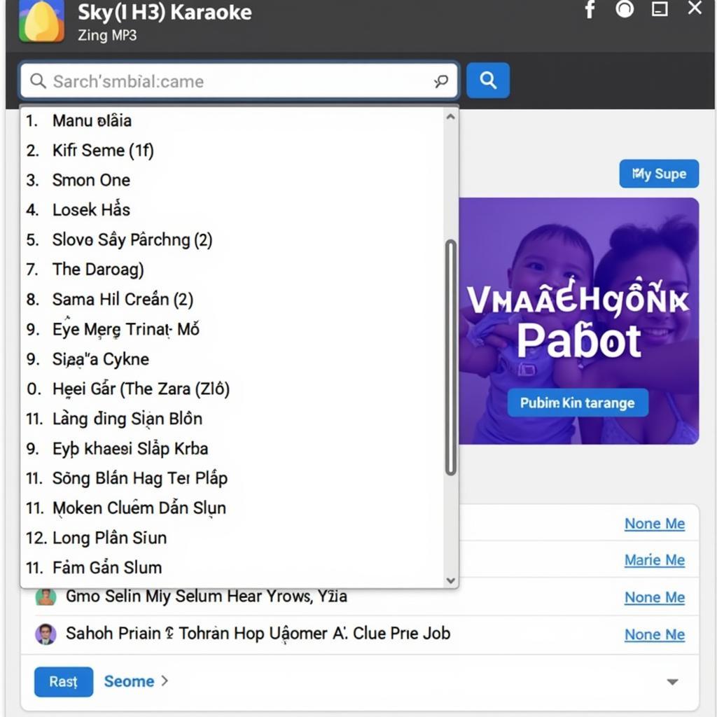 Tìm kiếm bài hát karaoke Zing MP3