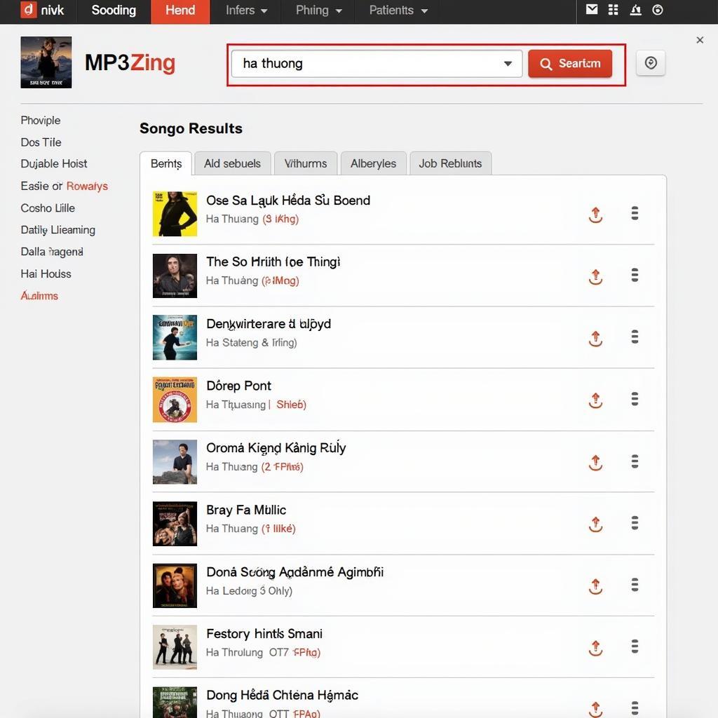 Tìm kiếm bài hát trên MP3 Zing