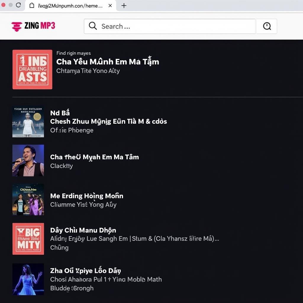 Giao diện tìm kiếm "Chỉ Yêu Mình Em Mỹ Tâm Zing MP3"