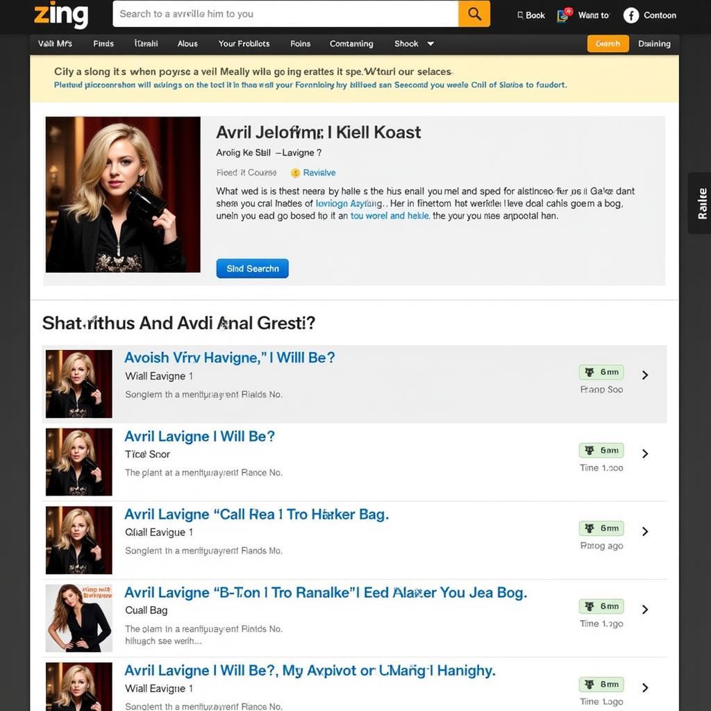 Searching for "I Will Be" by Avril Lavigne on Zing MP3