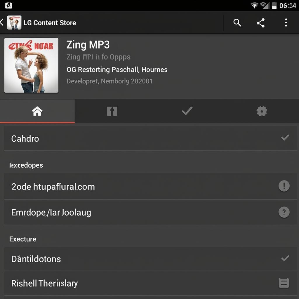 Tìm kiếm ứng dụng Zing MP3 trên LG Content Store