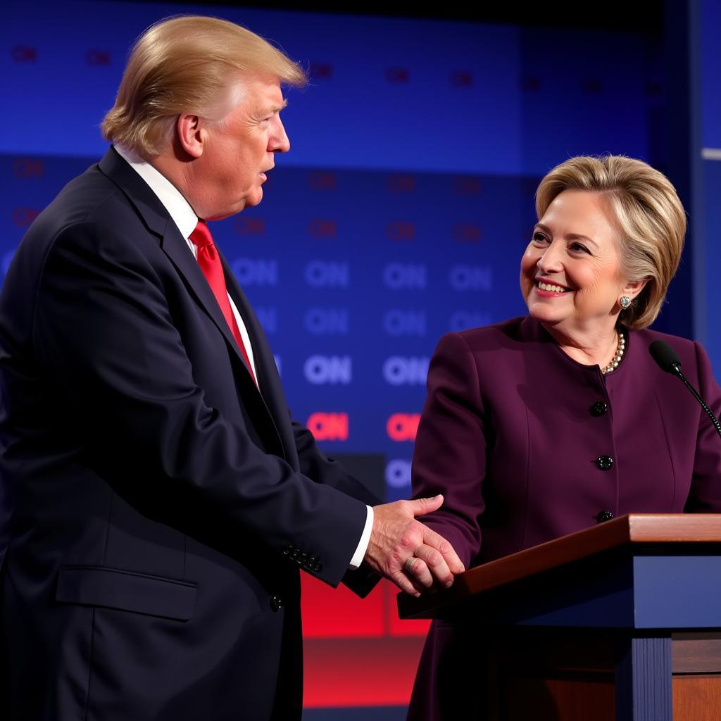 Donald Trump và Hillary Clinton trong một cuộc tranh luận