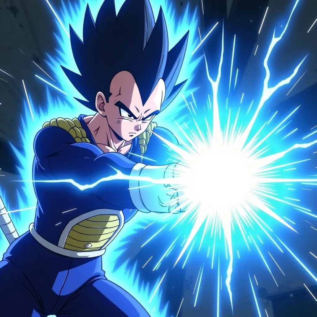 Vegeta tung chiêu Final Flash về phía Jiren