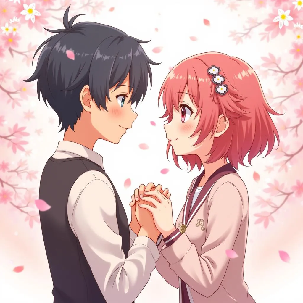 Yuuta và Rikka tay trong tay