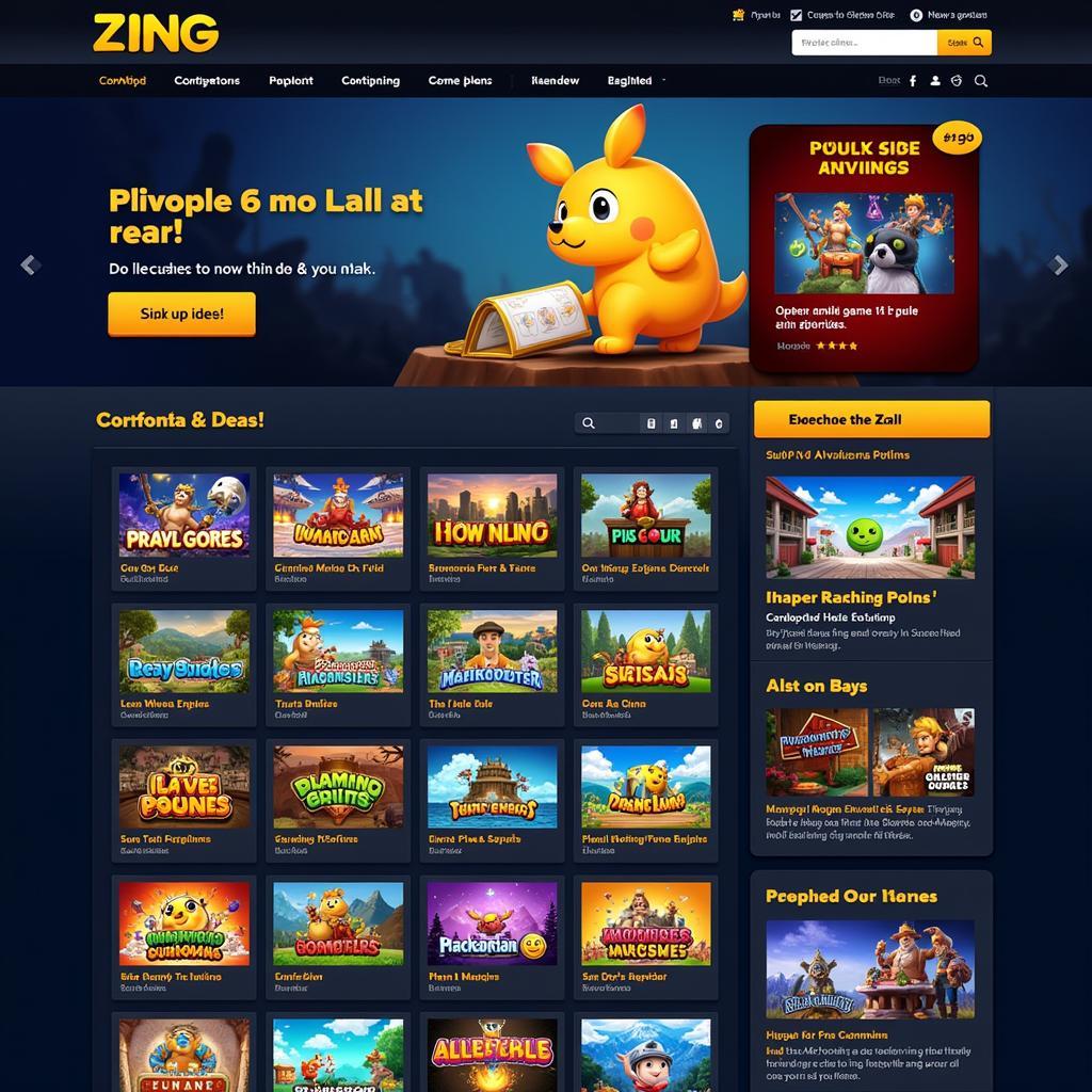 Giao diện Zing Game