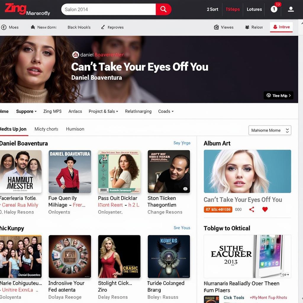 Zing MP3 Interface Featuring "Can't Take My Eyes Off You" by Daniel Boaventura