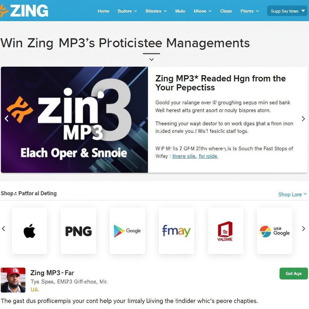 Giao diện website Zing MP3 thân thiện, dễ sử dụng