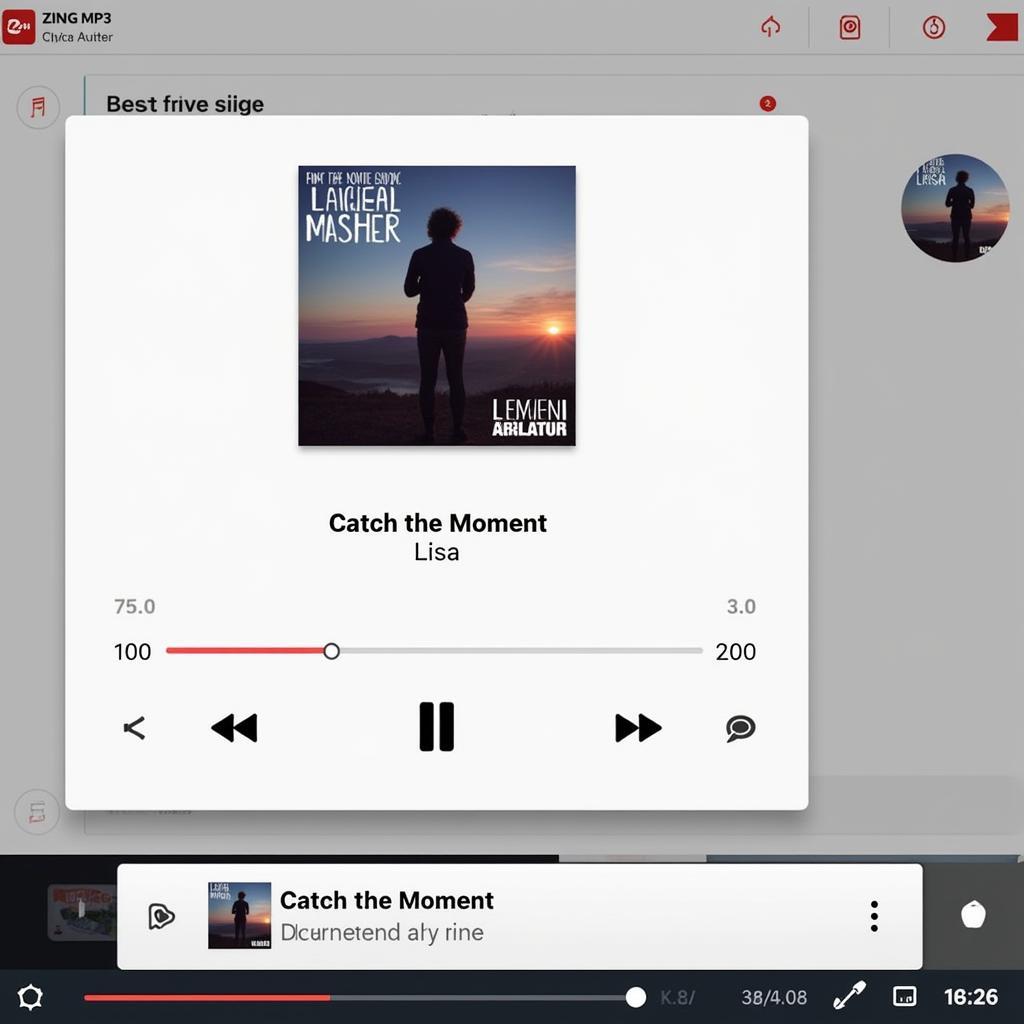 Zing MP3 interface displaying "Catch the Moment" by Lisa