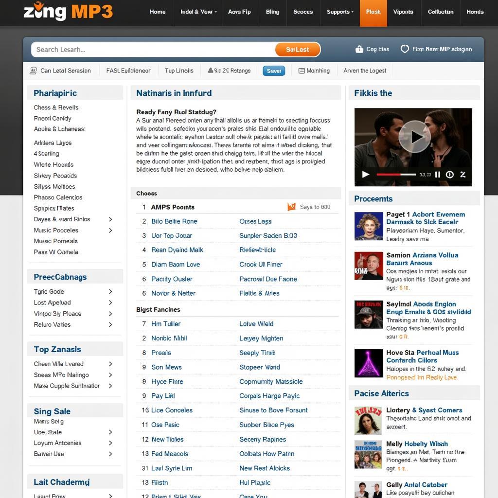 Giao diện trang web Zing MP3