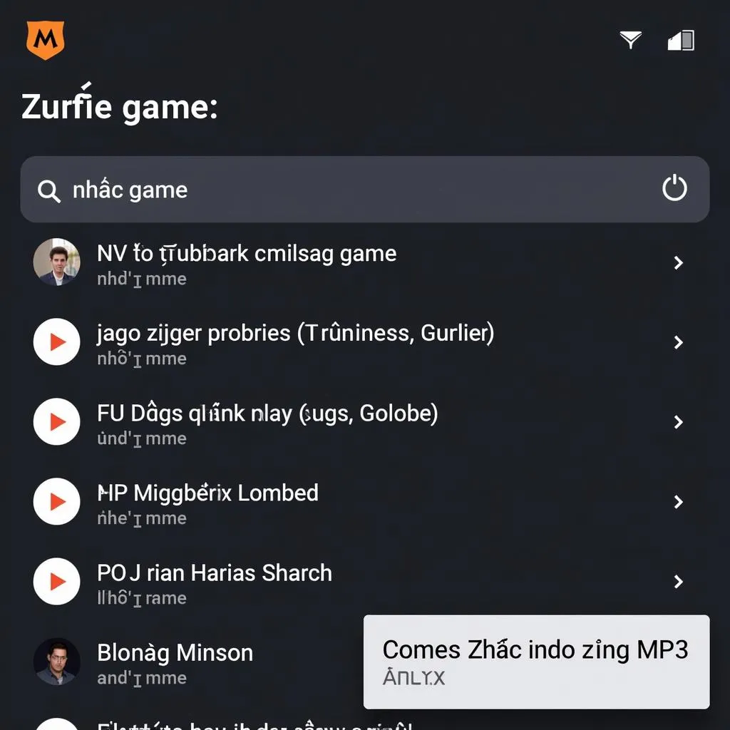 Tìm kiếm nhạc game trên Zing MP3