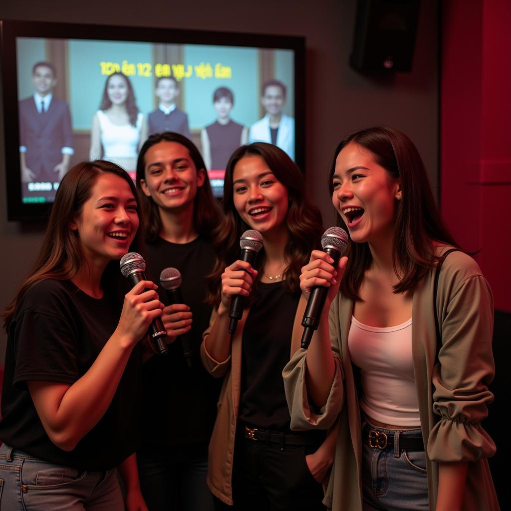 Nhóm bạn trẻ hát karaoke 123 Em Yêu Anh