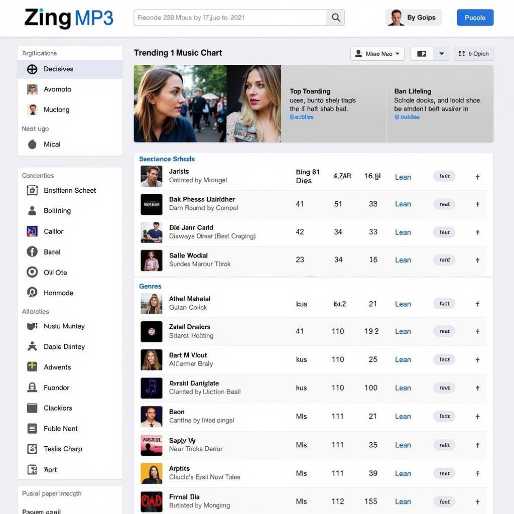 Bảng Xếp Hạng Bài Hát Zing MP3