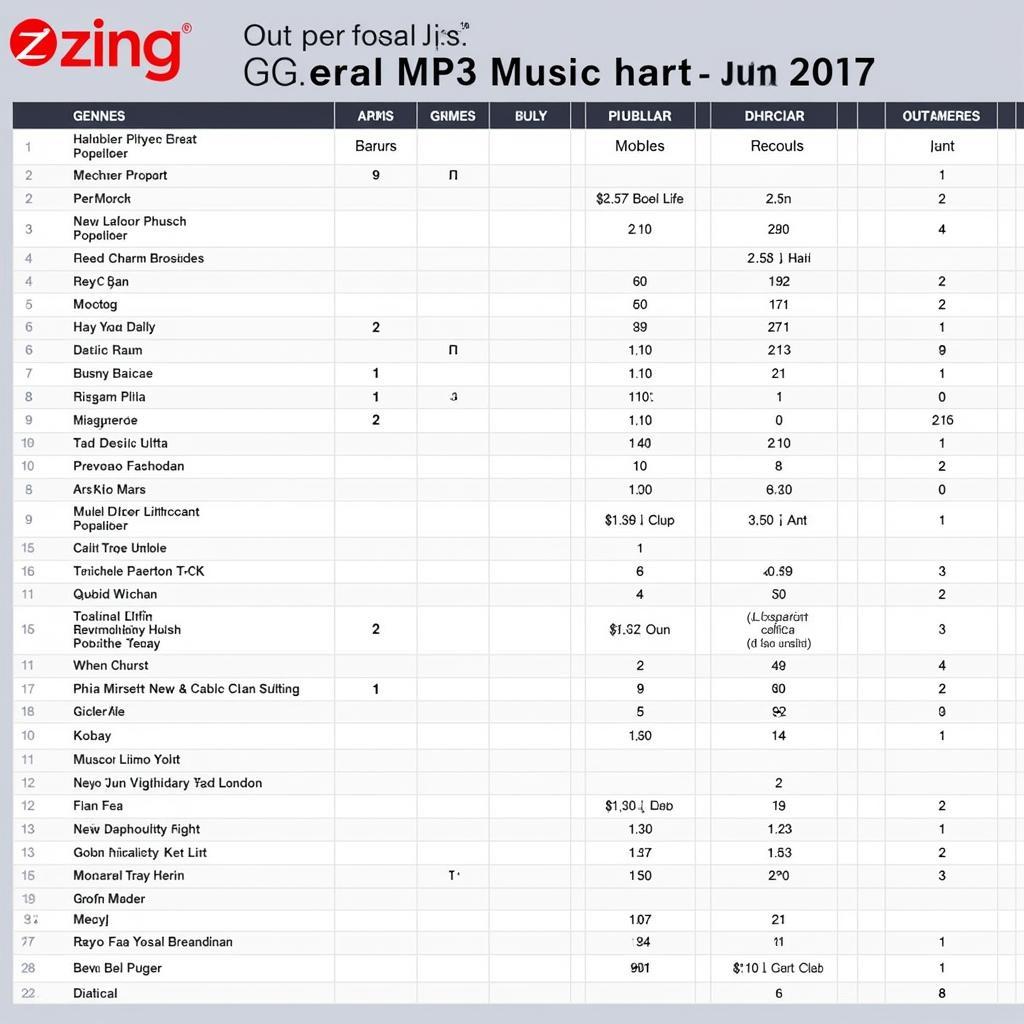 Bảng xếp hạng Zing MP3 tháng 7 2017 tổng hợp