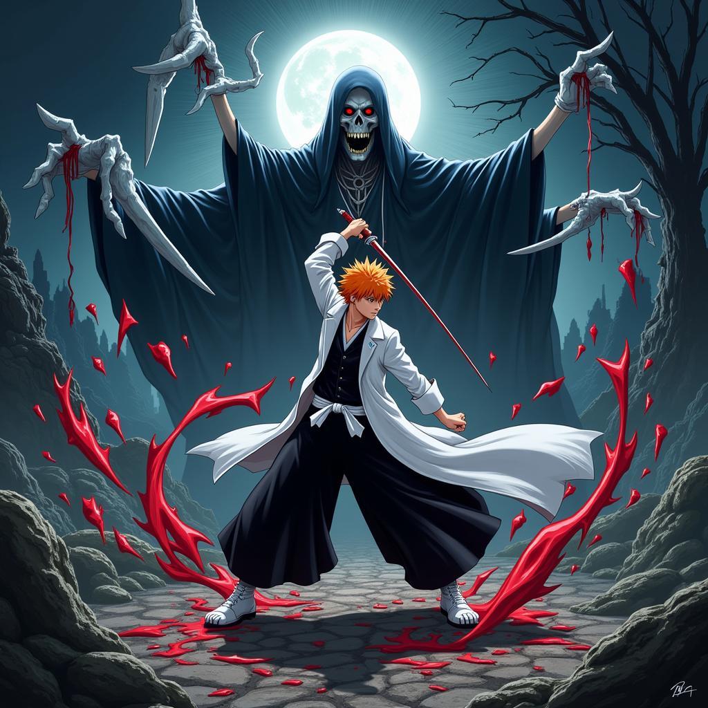 Ichigo chiến đấu với Hollows trong Bleach The Movie Tập 1 trên Zing