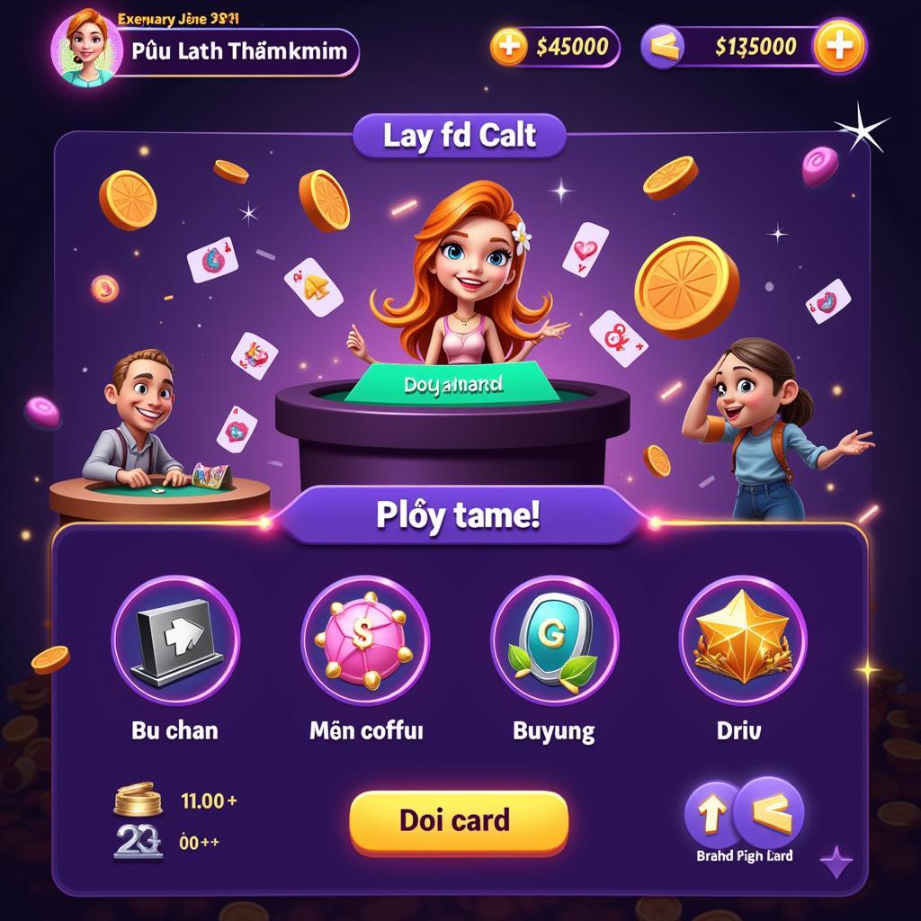 Giao diện game danh bai doi card zing