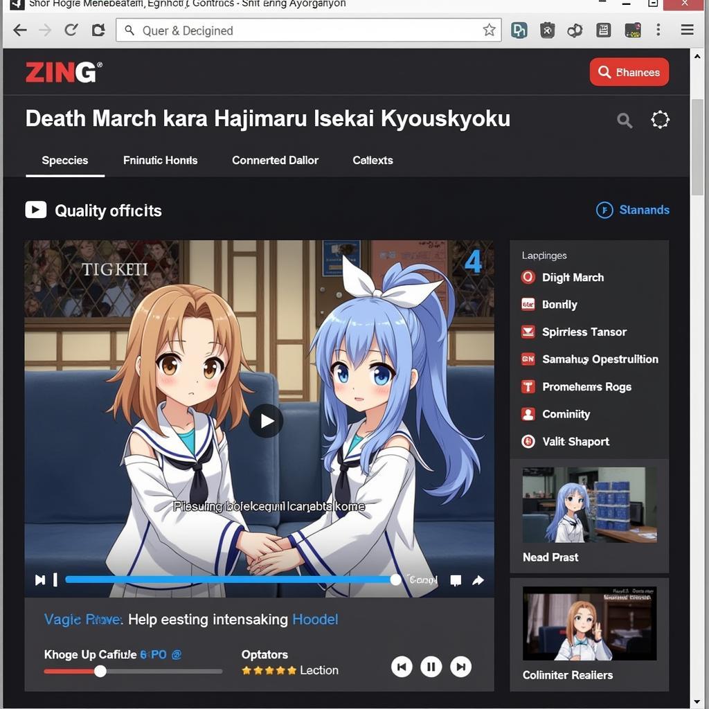 Giao diện xem phim Death March kara Hajimaru Isekai Kyousoukyoku trên Zing TV