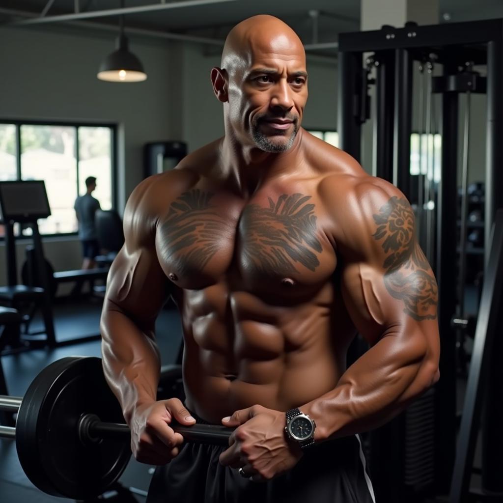 Dwayne Johnson tập luyện