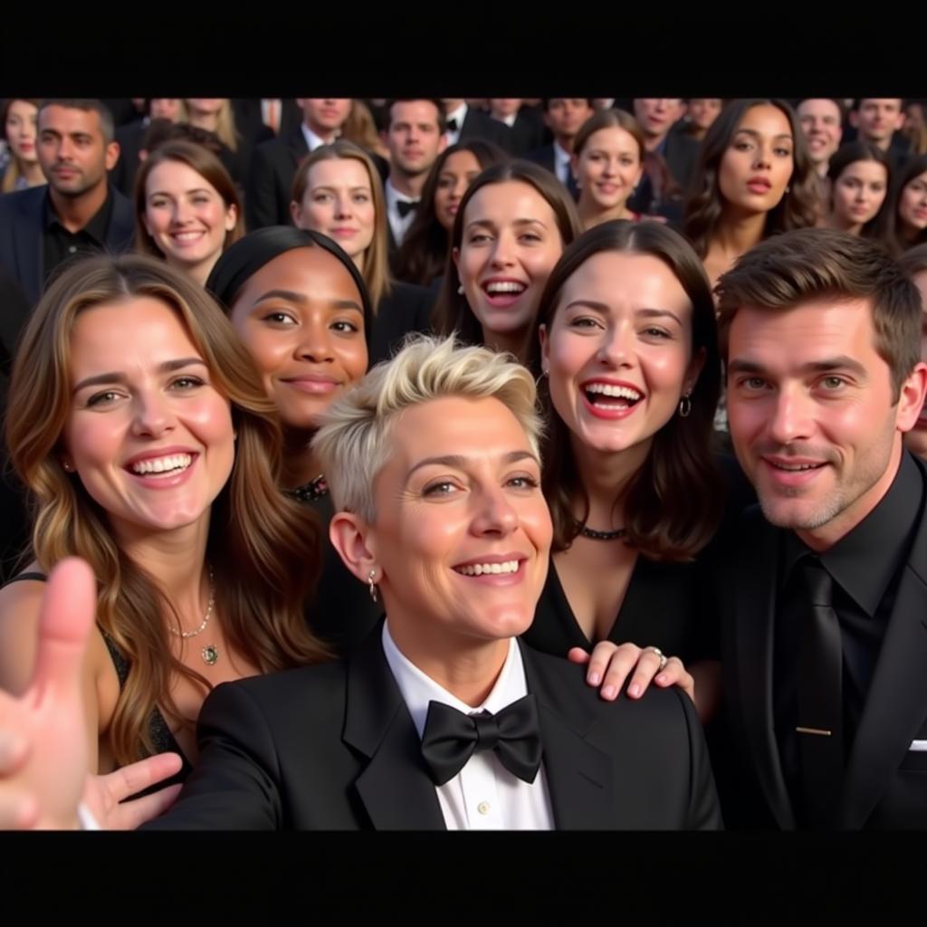 Ellen DeGeneres's Iconic Oscar Selfie:  A recreation of the famous selfie featuring a group of A-list celebrities at the 86th Academy Awards.