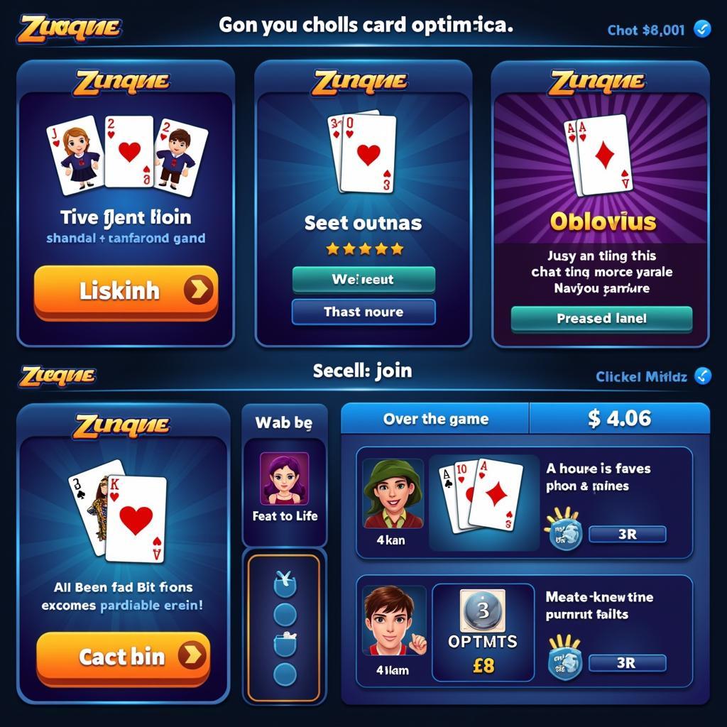 Giao diện game bài Zing Me