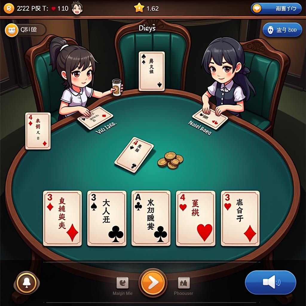 Giao diện game đánh bài tiến lên Zing Me