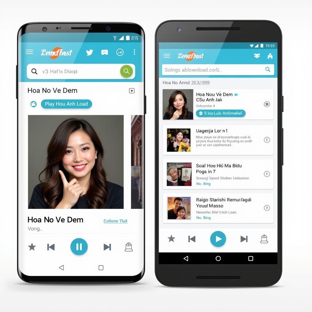 Giao diện ứng dụng Zing MP3 khi tìm kiếm bài hát Hoa Nở Về Đêm CS Lưu Anh Loan