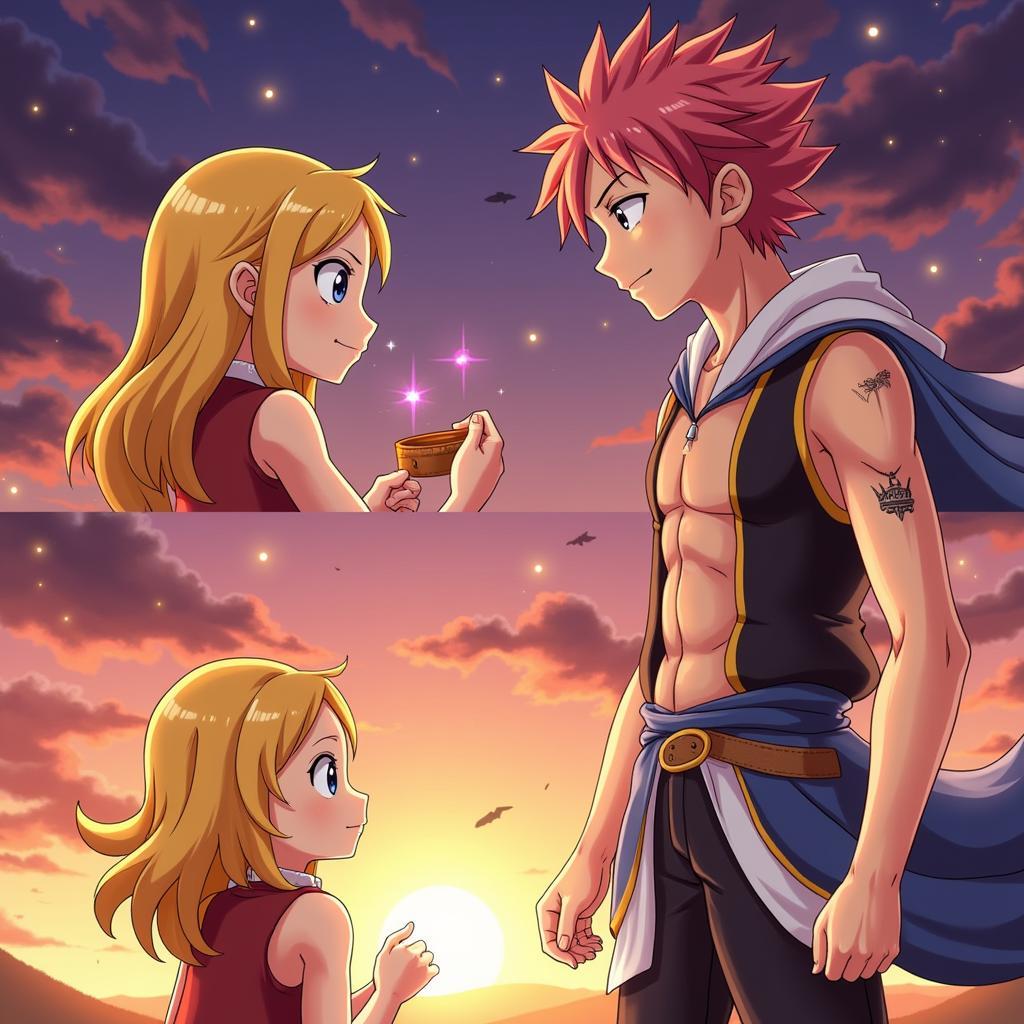 Lucy Heartfilia gặp Natsu Dragneel lần đầu tiên