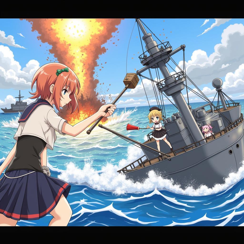 Cảnh chiến đấu trong Kantai Collection anime Zing TV