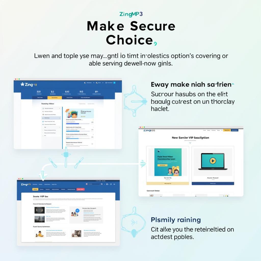 Hình ảnh minh họa về việc lựa chọn phương án an toàn khi sử dụng Zing MP3, bao gồm đăng ký VIP chính thức và tránh xa các phần mềm hack.