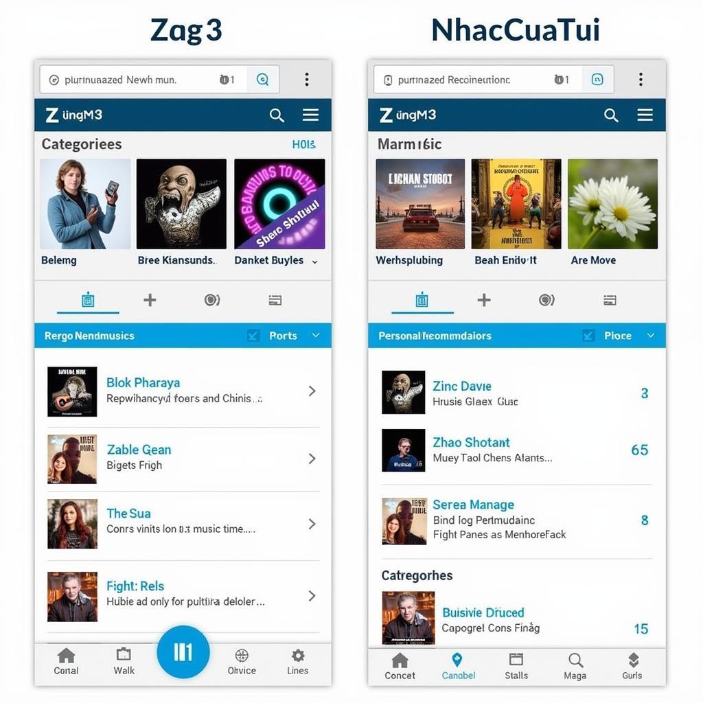 So sánh giao diện Zing MP3 và NhacCuaTui