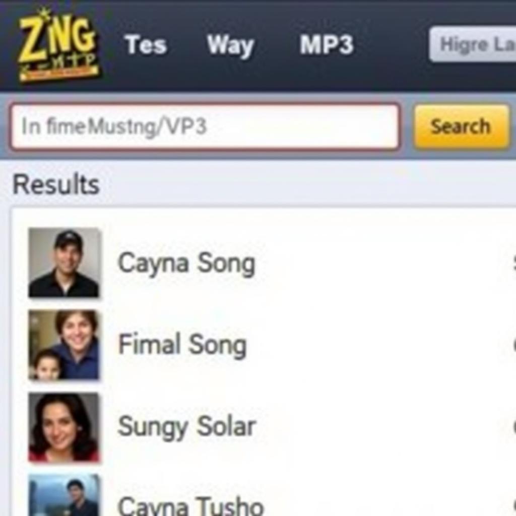 Searching for songs on Zing MP3