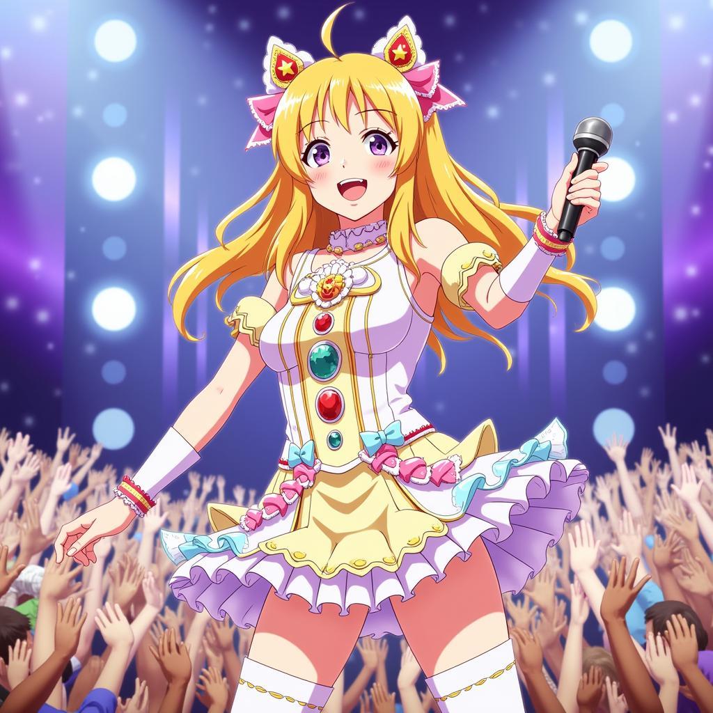 Ichigo Hoshimiya biểu diễn trên sân khấu trong Aikatsu!