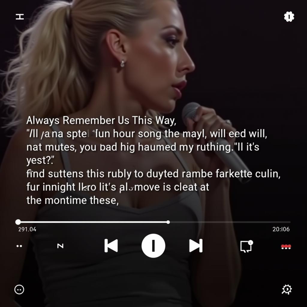 Lyrics of "Always Remember Us This Way" on screen