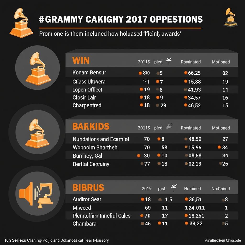 Ảnh minh hoạ ảnh hưởng của Grammy 2017 đến bảng xếp hạng âm nhạc.