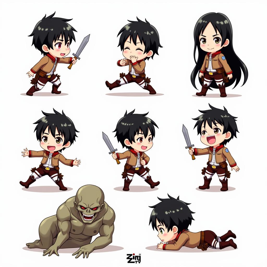 Hình ảnh chibi đáng yêu của các nhân vật Attack on Titan trên Zing TV