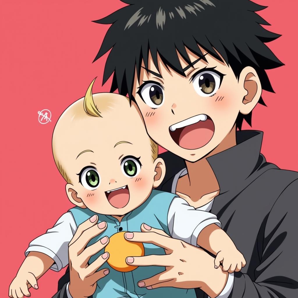 Oga Tatsumi và Baby Beel trong anime Beelzebub