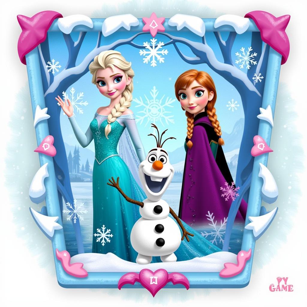 Elsa, Anna, and Olaf in Zing Game