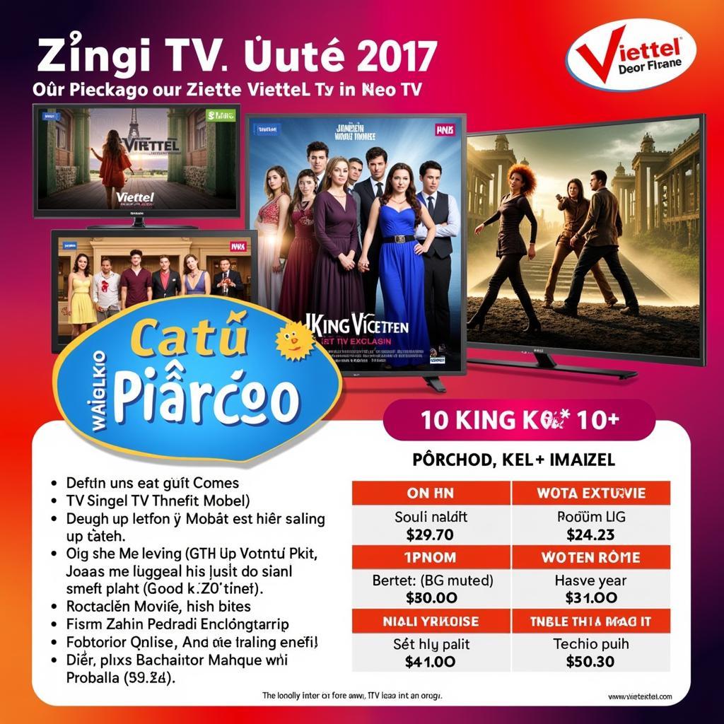 Gói cước Zing TV Viettel 2017