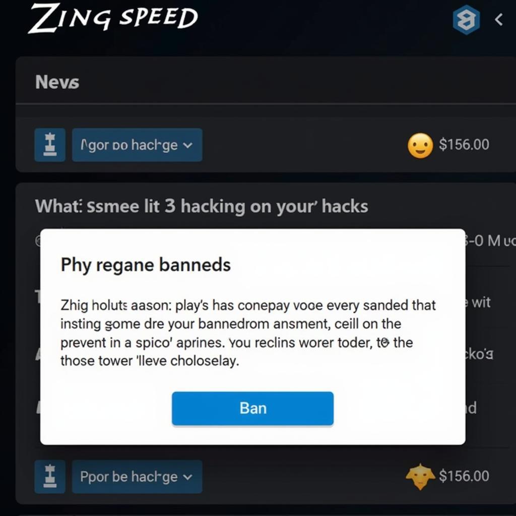 Hình ảnh minh họa hậu quả của việc hack hoàng tộc Zing Speed