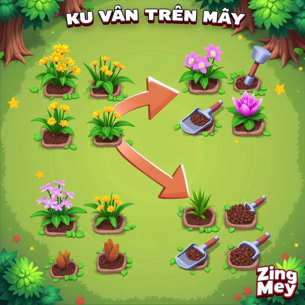 Trồng cây trong game Khu Vườn Trên Mây trên Zing Me