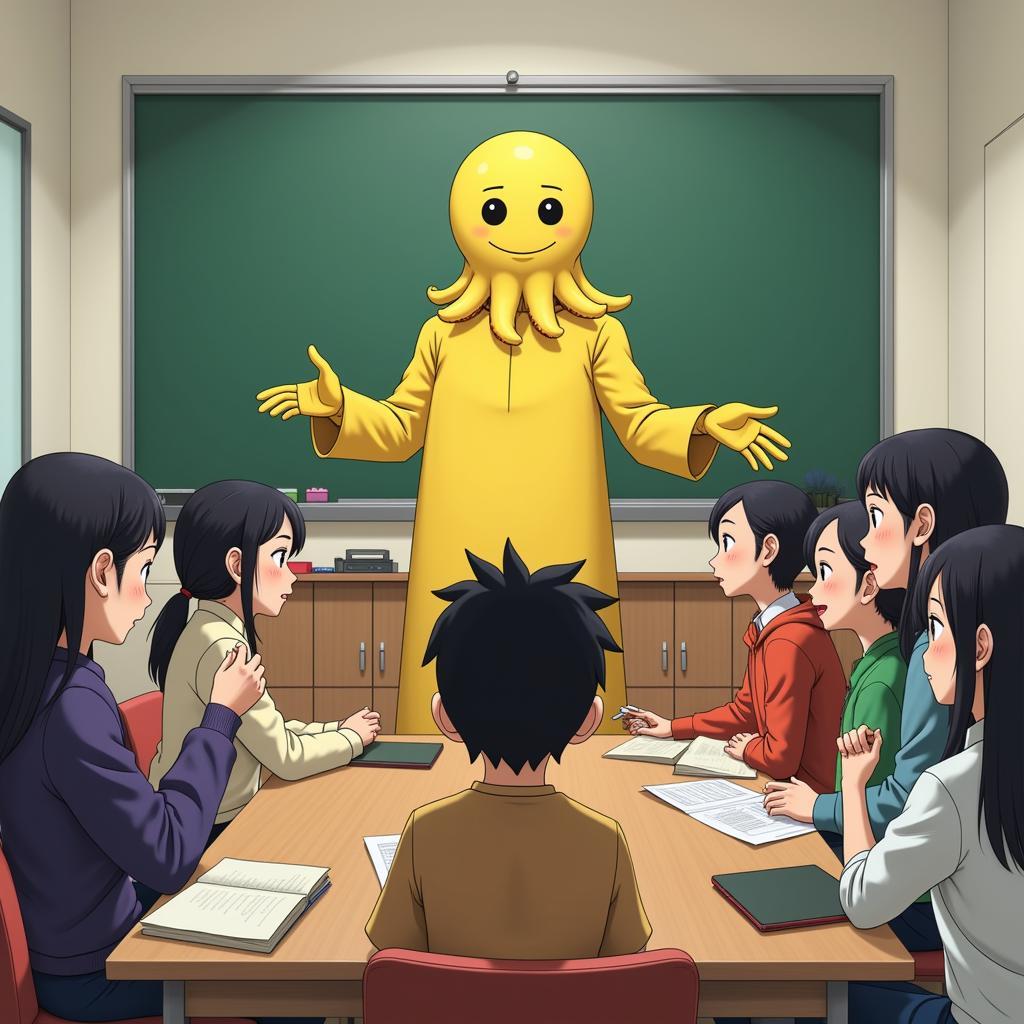 Koro-sensei giảng bài cho lớp 3-E trong Anime Lớp Học Sát Thủ 2 tập 18 trên Zing