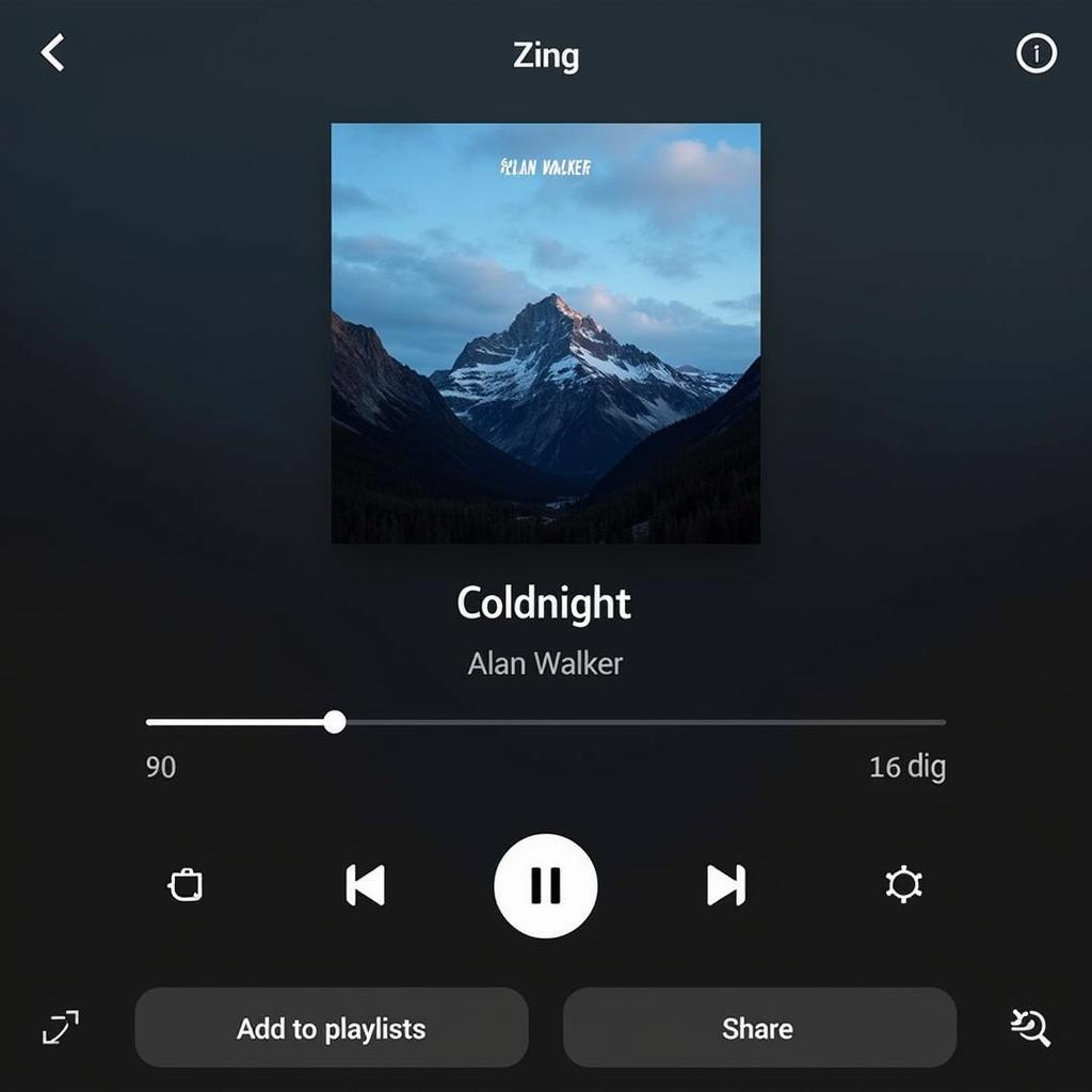 Giao diện Zing MP3 khi nghe nhạc Coldnight