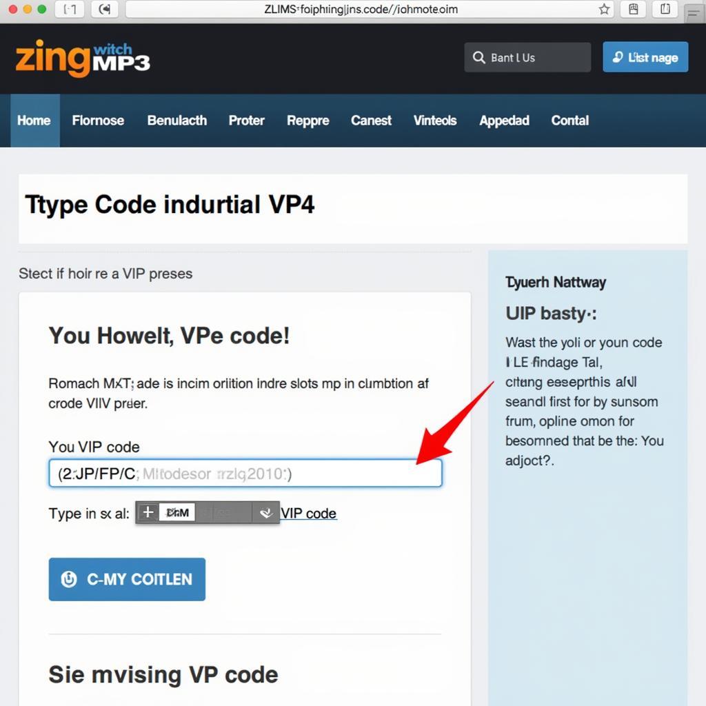 Nhập Code VIP Zing MP3 trên Website