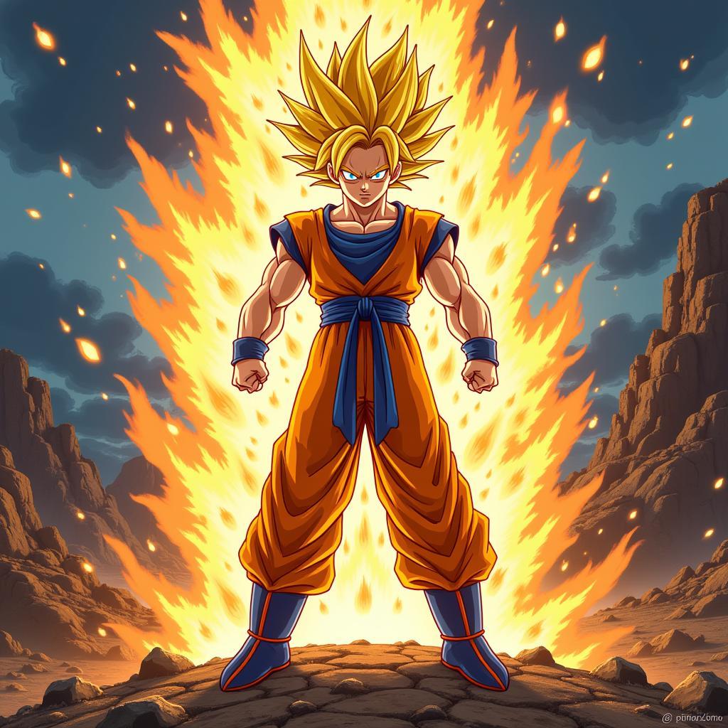 Songoku biến hình Super Saiyan trong 7 viên ngọc rồng Kai phần 3