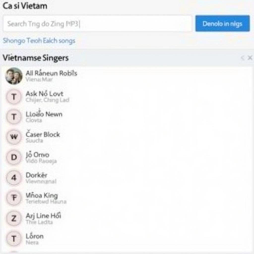 Tìm kiếm ca sĩ Việt Nam trên Zing MP3