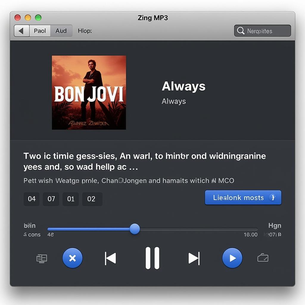 Giao diện Zing MP3 phát Always của Bon Jovi