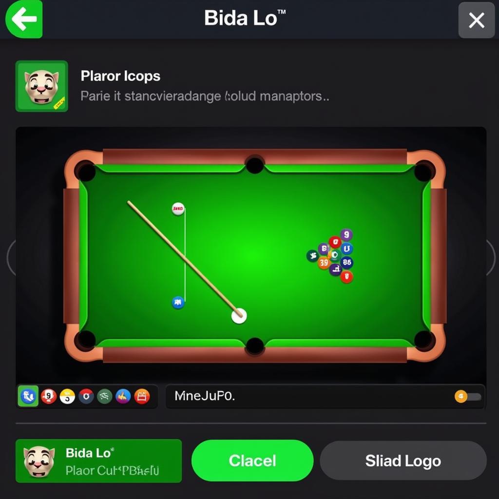 Giao diện game bida lo trên Zing Me