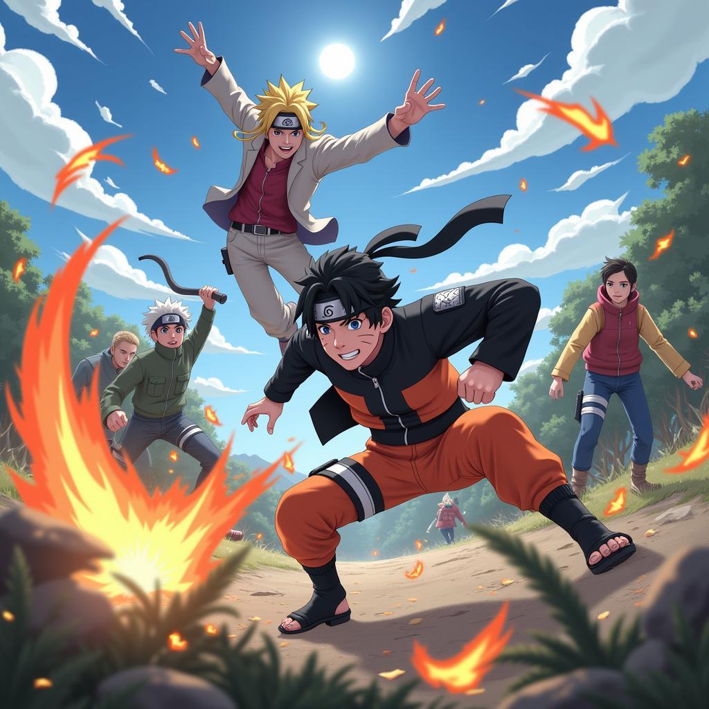 Cảnh chiến đấu trong game Naruto Online trên Zing Me