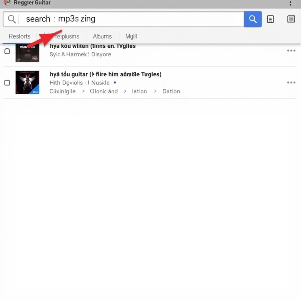 Giao diện tìm kiếm hòa tấu guitar mp3.zing