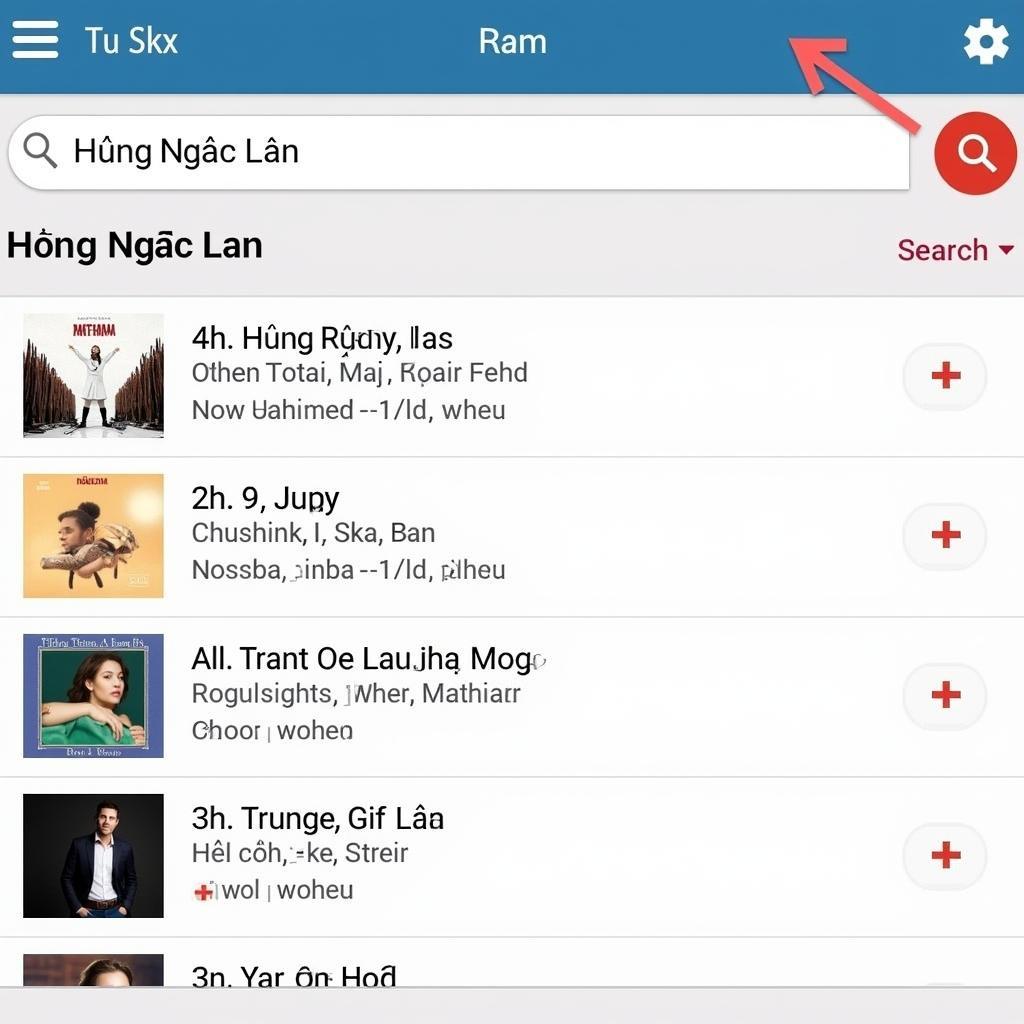 Giao diện Zing MP3 tìm kiếm bài hát Hương Ngọc Lan